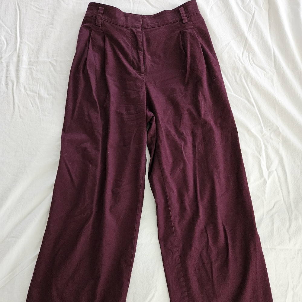 Loft Burgundy Wide-Leg Pants